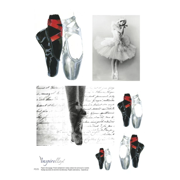 Papier decoupage -  baletnica, taniec, tancerka retro
