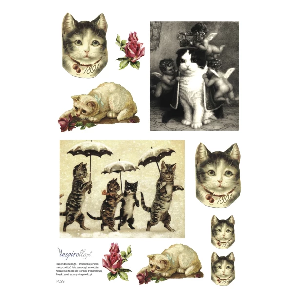 Papier decoupage -  dzieci, psy, koty