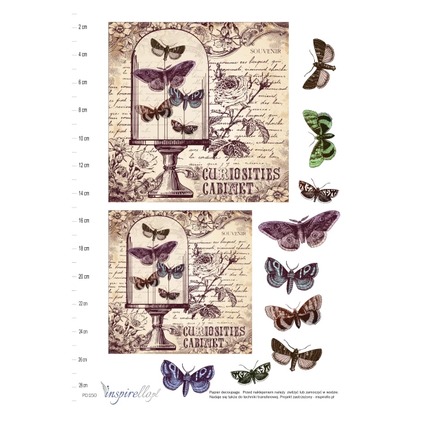 Papier decoupage - motyle i kwiaty vintage