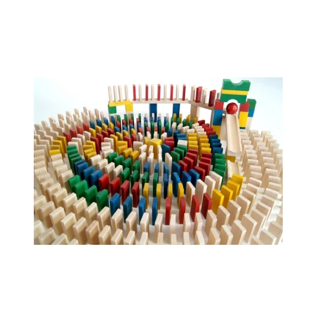 Domino klocki drewniane kolorowe  -  430 elementów