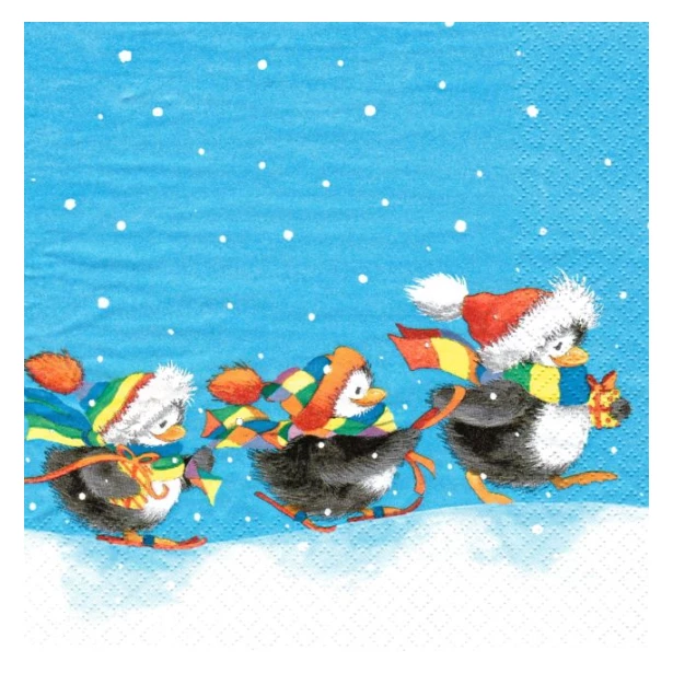 Serwetka  -  Boże Narodzenie pingwiny