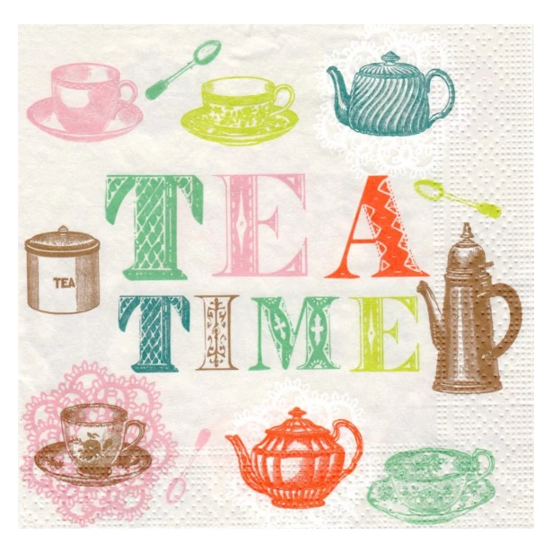 Serwetka - tea time, filiżanki, herbata