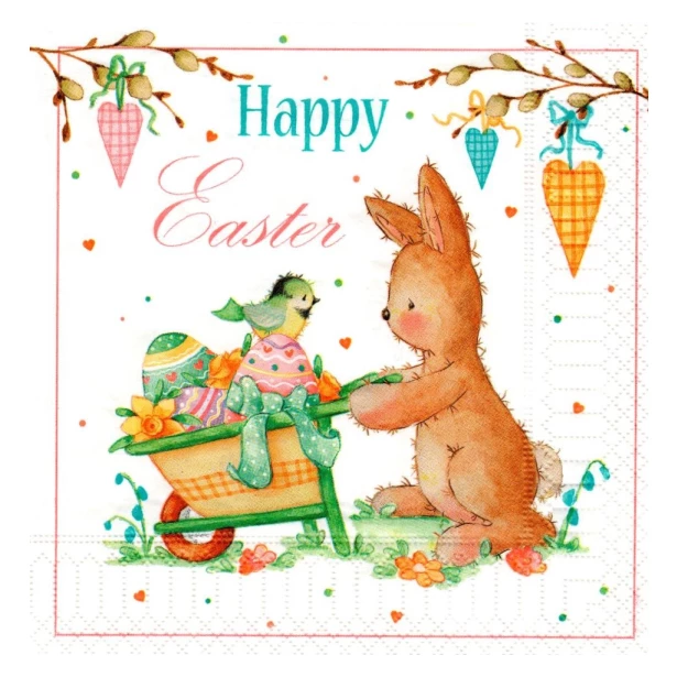 Serwetka - Wielkanoc, Happy Easter, zajączek