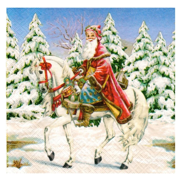 Serwetka - Mikołaj na koniu