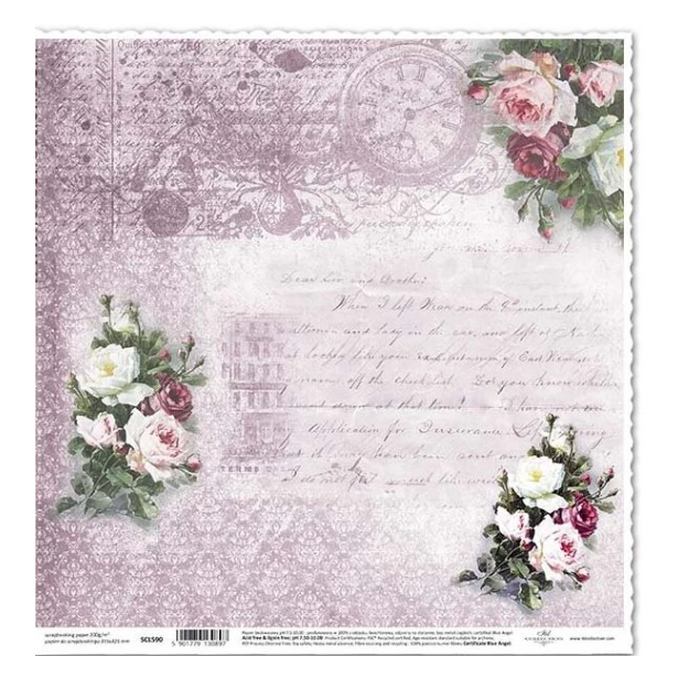 Papier scrapbooking - kwiaty, bukiet róż
