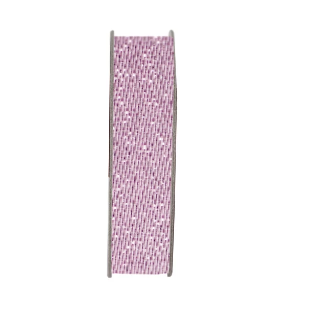 Wstążka satynowa z brokatem - soft pink 3m