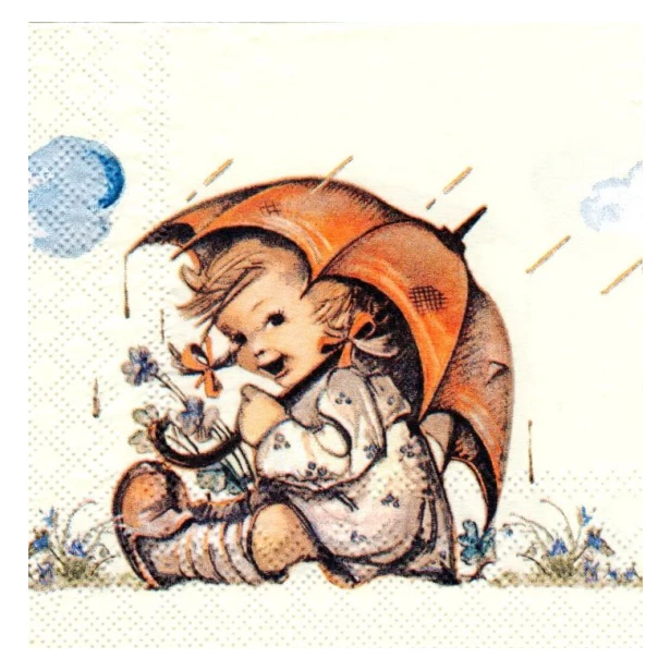 Serwetka mała - dziewczynka pod parasolem