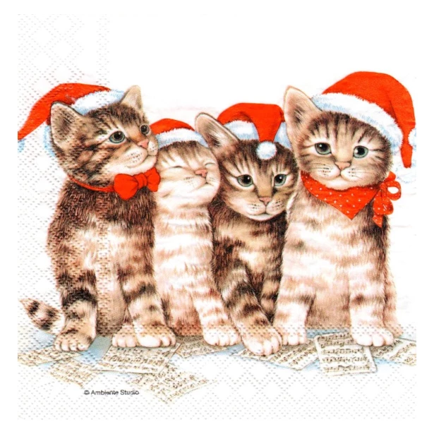 Serwetka - świąteczne kotki
