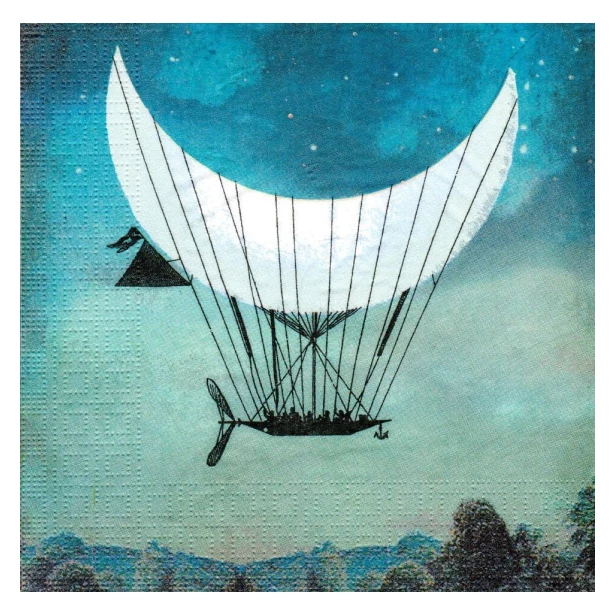Serwetka - księżyc, niebo, latający statek