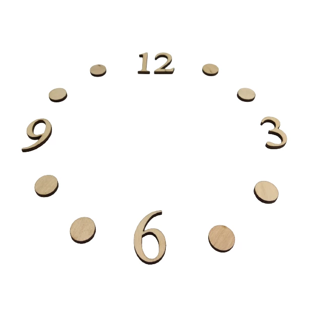 Cyfry zegarowe 12,3,6,9 + 8 kropek  3cm