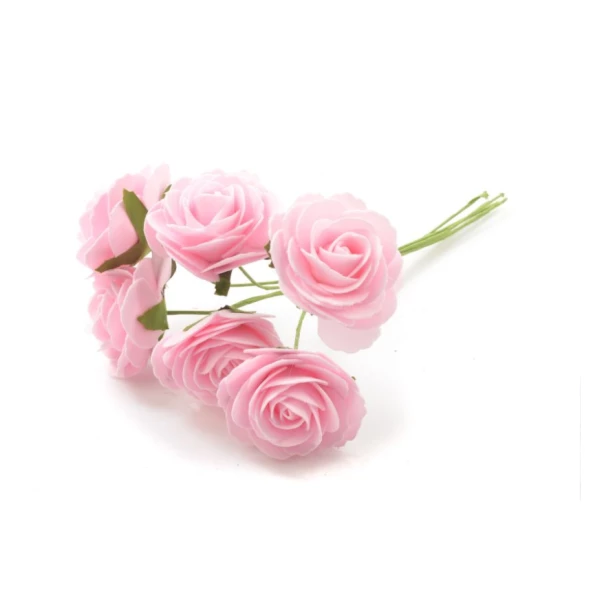 Róże piankowe różowe 24,5cm 6 sztuk