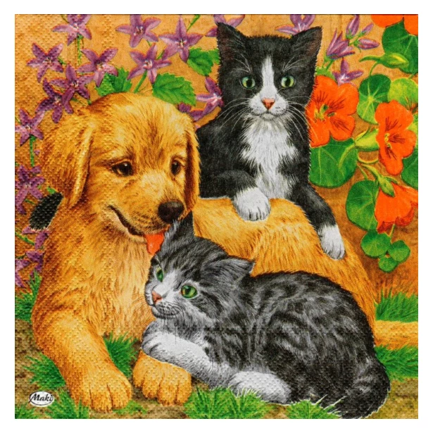Serwetka - pies z kotami