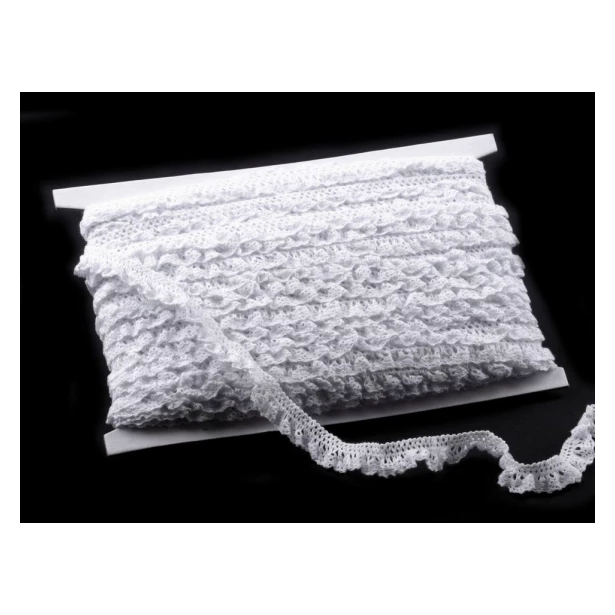 Koronka bawełniana elastyczna biała szerokość 15mm - 1,5m