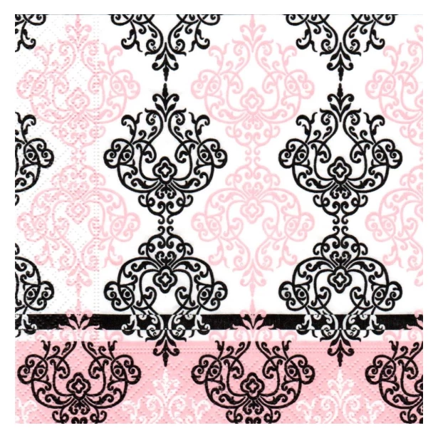 Serwetka - różowo-czarne ornamenty