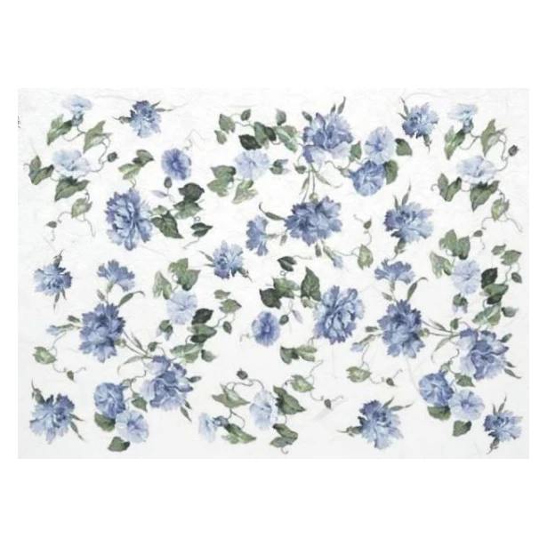 PAPIER RYŻOWY A4 - Niebieskie kwiatki NZ