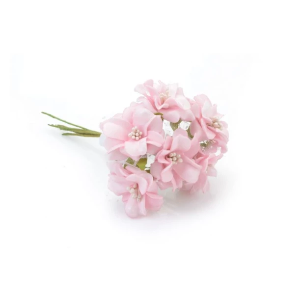 Wiązka kwiatków ślubnych różowych 4x4cm 6 sztuk