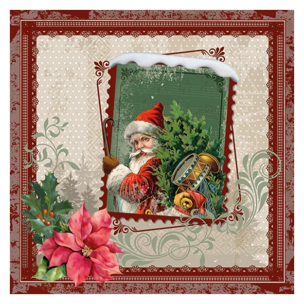 Serwetka - Mikołaj, prezenty, znaczek pocztowy