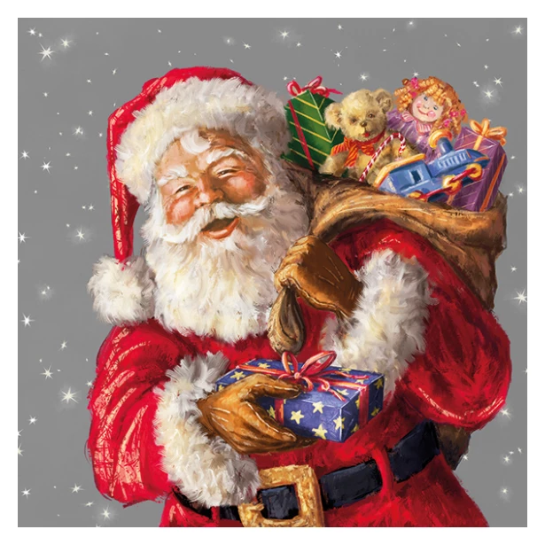 Serwetka - Święty Mikołaj z prezentami