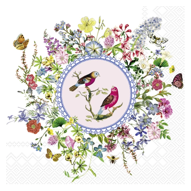 Serwetka - Kwiaty, Ptaki