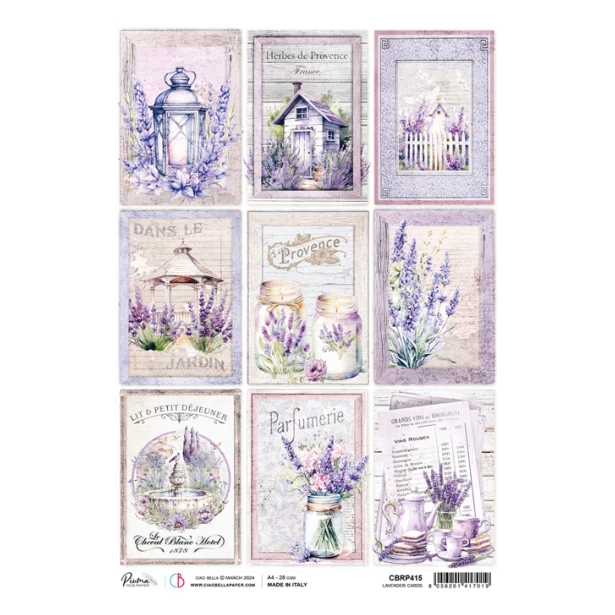 Papier ryżowy A4 CIAO BELLA - LAVENDER CARDS, LAWENDA