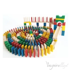 Domino klocki drewniane kolorowe  -  430 elementów