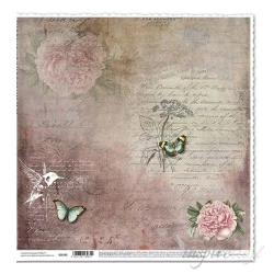 Papier scrapbooking - koliber, kwiaty, motyle