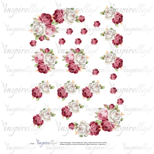 Elektroniczny papier decoupage: kwiaty róże, bukiety