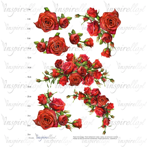 Elektroniczny papier decoupage: czerwone róże