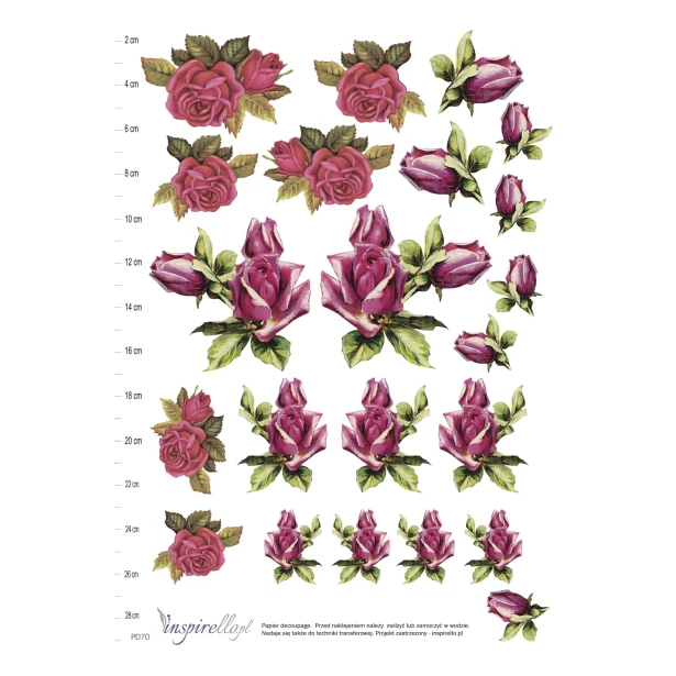 Papier decoupage - kwiaty bukiet róż