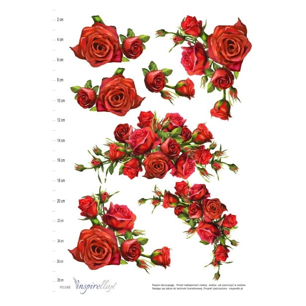 Papier decoupage - czerwone róże