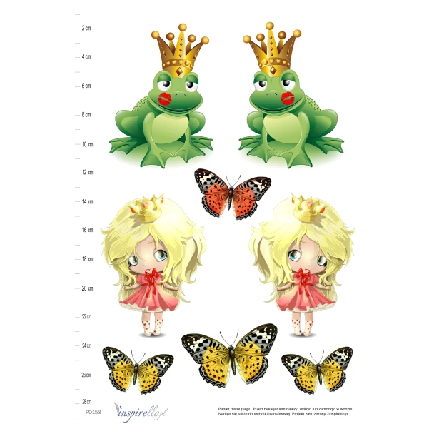 Papier decoupage - księżniczka, żabka, motylek