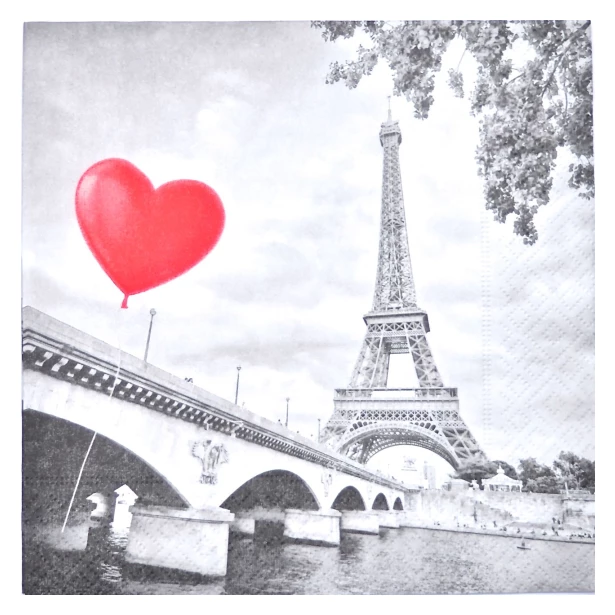 Serwetka - Paryż z czerwonym sercem
