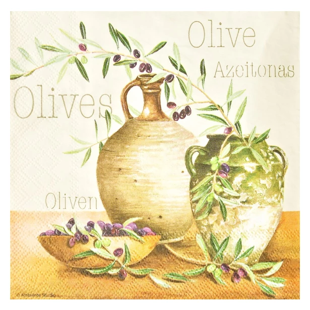 Serwetka -  oliwa i oliwki