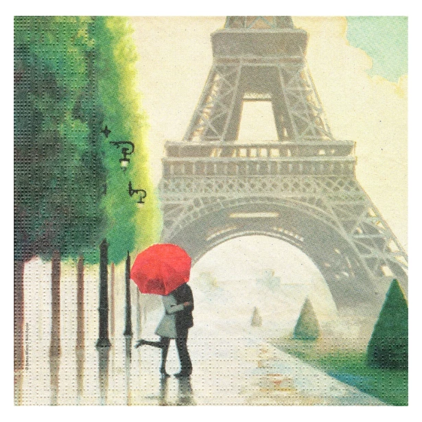 Serwetka  - zakochana para w Paryżu
