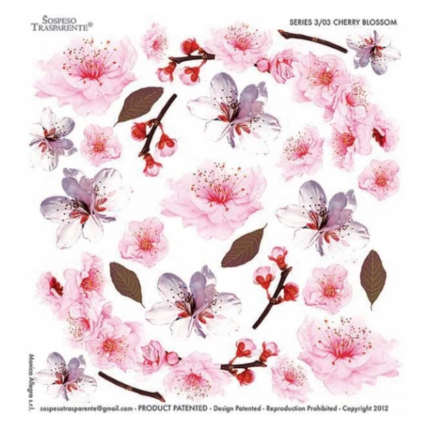 Sospeso - folia z nadrukiem - kwiaty wiśni