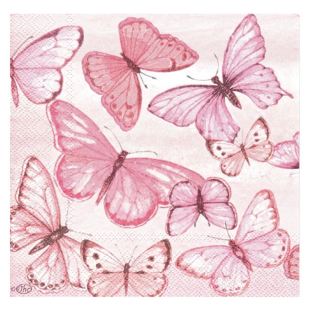 Serwetka - różowe motylki