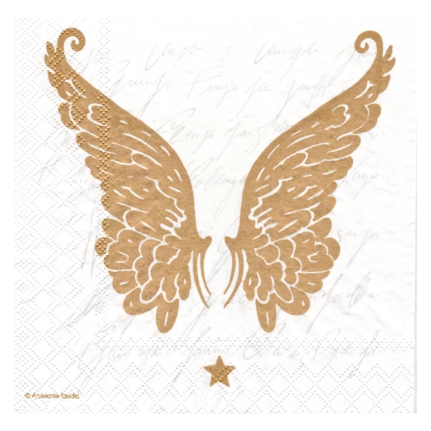 Serwetka  - skrzydła anielskie złote