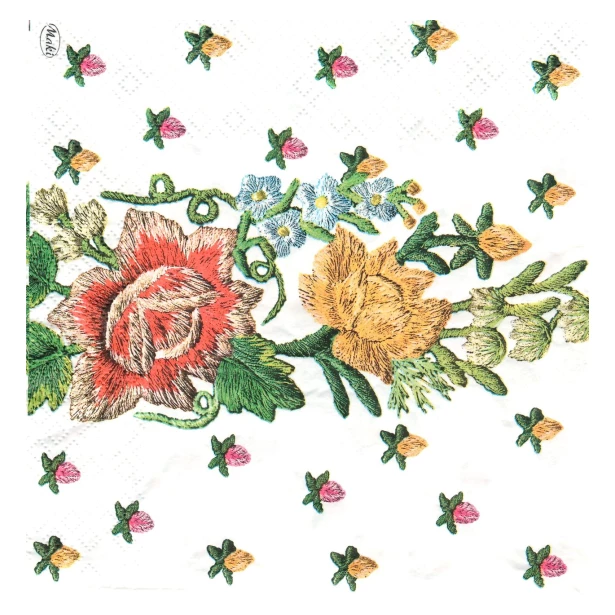 Serwetka -  haftowane kwiaty