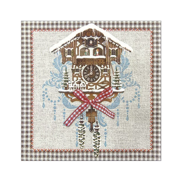 Serwetka  - świąteczy domek z zegarem