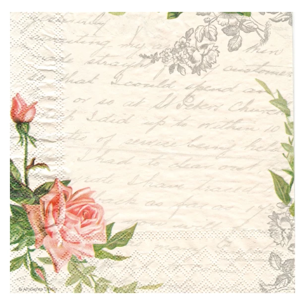 Serwetka  -  kwiaty, pismo, list