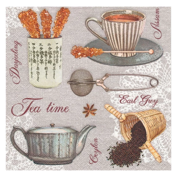 Serwetka - herbata, imbryk, filiżanka