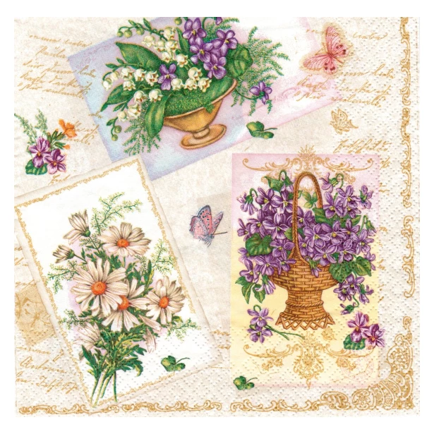 Serwetka -  kwiaty w koszykach