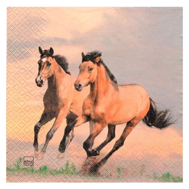 Serwetka - dwa konie w galopie