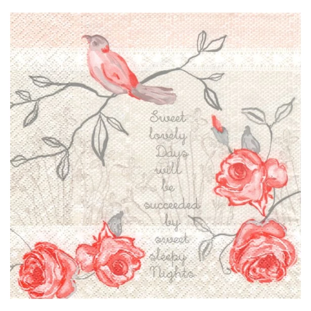 Serwetka - ptaszki i róże