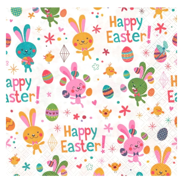 Serwetka - zajączki wielkanocne Happy Easter