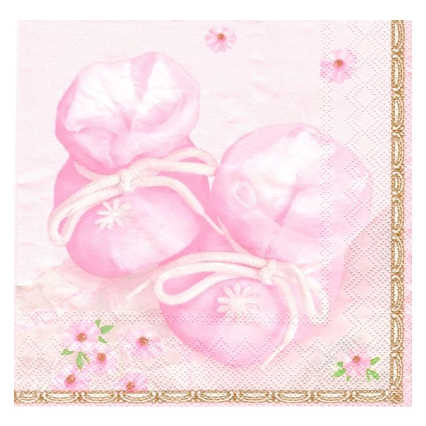 Serwetka - buciki  dziecięce różowe