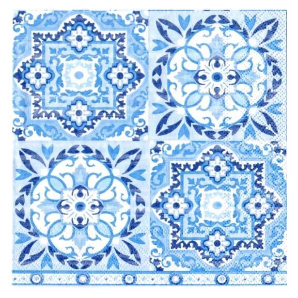 Serwetka - ornament niebieski, kafelki