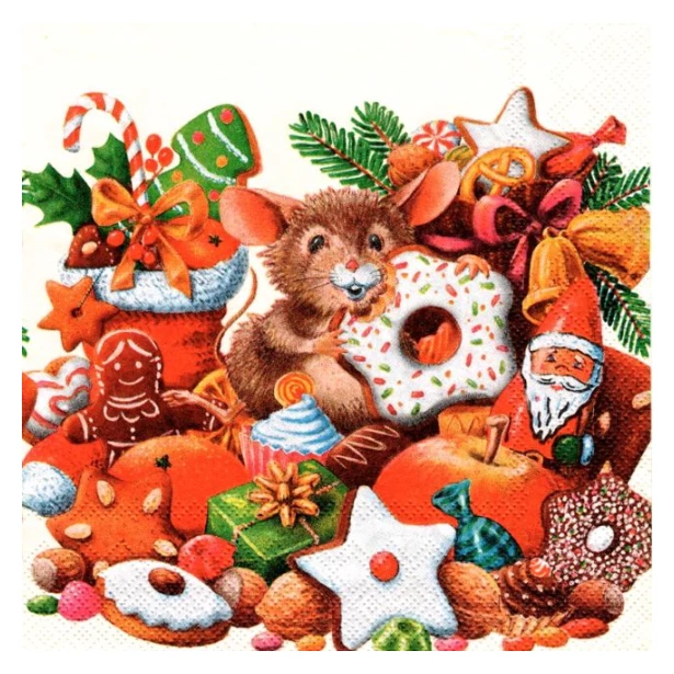 Serwetka   Boże Narodzenie  myszka