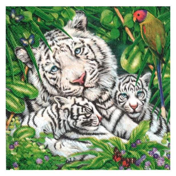 Serwetka - białe tygrysy