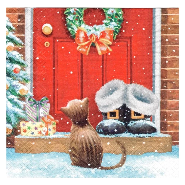 Serwetka  -  Boże Narodzenie kotek